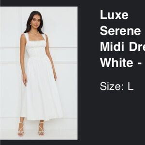 Luxe Serene White Midi Dress - Classic Square Neck